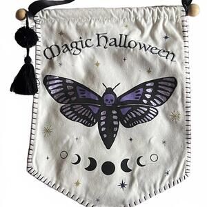Halloween Wall Hanging Banner with Moth and Moon Phases
